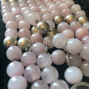 Rose quartz with matte silver bead Opa beads necklace